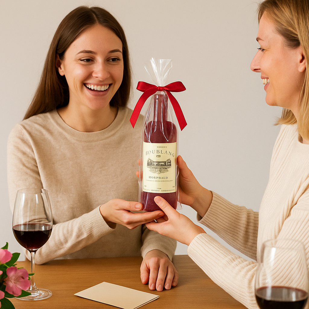 Flaschenillusion – Handtuch als Weinflasche – Bild 2