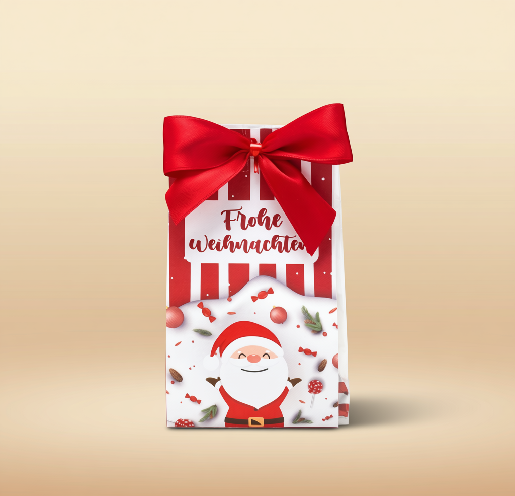 Süsser Weihnachtsgruss – Geschenkbeutel mit Nougattrüffel